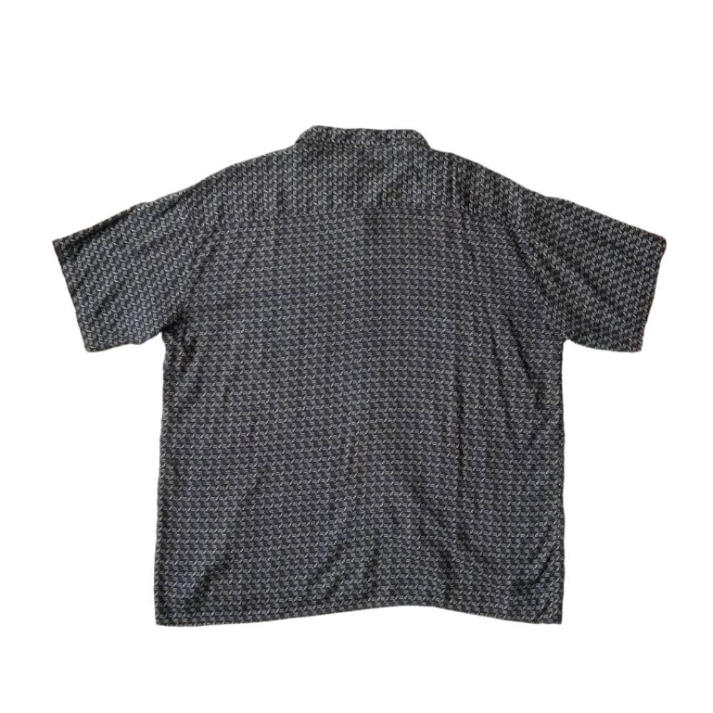Feldini Black & Blue Geometric Abstract Print Short Sleeve Button Down Shirt XXL - Picture 2 of 12